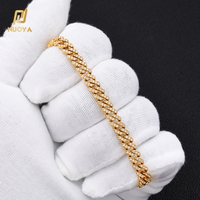 Pulsera de Cadena Cubana de Acero Inoxidable con Micro Pavé de Circonita Cúbica de Una Sola Fila NUOYA, Joyería Hip Hop para Hombre