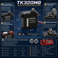 Waillynice TK-320MG 20g Micro Servomoteur Numérique Sans Noyau DC 8.4V HV 3.0-3.8kg.cm 0.04s Engrenage en Acier pour Avion RC, Planeur, Robot
