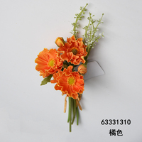 Vente en gros de fleurs artificielles en PU, bouquet de coquelicots à tige courte pour la décoration