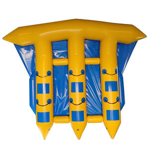 Bouée gonflable de sport nautique en PVC, modèle Flying <span class=keywords><strong>Fish</strong></span>, sans corde, capacité 5 personnes, bleue, pour bateaux - Product Image 4