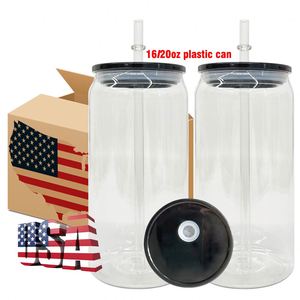 50Packs 20Oz Clear Acrylic Plastic Glass Can With Colored Lid Uv Dtf <b>Wraps</b> <b>Vinyl</b> for Iced Coffee, Soda, Pop - Product Image 2