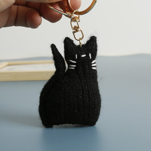 Cute Black Cat Crochet Keychain Knitted Animals Toys Amigurumi Crochet Doll Charm Bag Pendant Kawaii Crocheted Kitten Keychain - Product Image 5