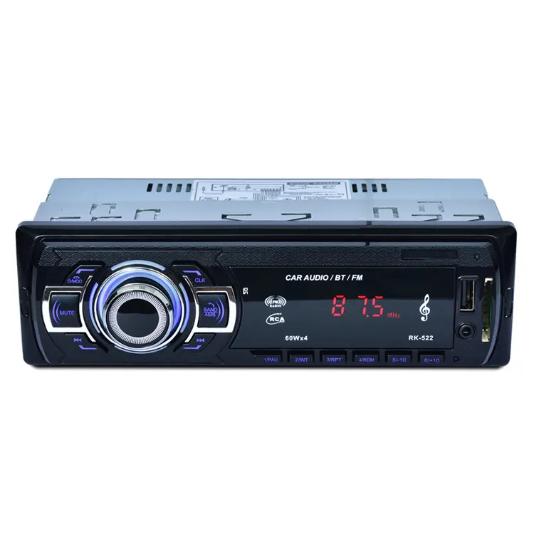 RK-523 자동차 MP3 플레이어 라디오 스테레오 헤드 유닛 MP3/USB/SD/AUX-IN/FM 대시 1Din 자동차 스테레오
