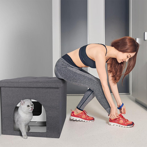 Multifunctional Foldable <strong>Cat</strong> House Small Size Animal Print Pattern Hidden <strong>Cat</strong> <strong>Litter</strong> Box Furniture Pet Bench Storage <strong>Cabinet</strong> - Product Image 5