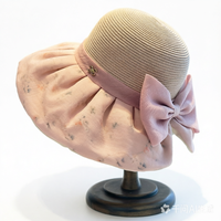 Sombrero de Pescador con Estampado Floral y Lazo, Protección UV, Transpirable, para Mujer, Verano, Estilo Tinta China