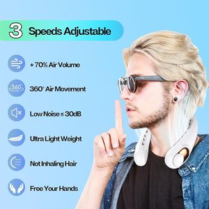 New Design Foldable LED Digital Display Outdoor Rechargeable Air Cooling Portable Bladeless Neck Fan with <b>Three</b> Speed - Product Image 2