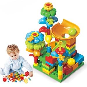 Juguete educativo de aprendizaje temprano para niños, 91 Uds., montaje DIY, pista deslizante de bolas, juguetes de bloques de construcción, juego de ladrillos de construcción para niños - Product Image 1