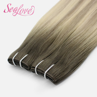Extensions de cheveux de qualité supérieure européenne, tissage papillon, double épaisseur, pointes pleines, blond cendré avec mèches racines, tissage sans couture, 20 pouces