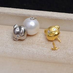 Pendentif en argent S925 Wenchi avec perle baroque et motif cochon du zodiaque Alien Xiang pour femme, accessoires de bijoux DIY, modèle 13761 Chine - Product Image 2