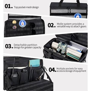 Sac de transport tactique pour équipement de patrouille, organisateur de siège avant de voiture avec compartiment pour ordinateur portable, porte-gobelet et bandes MOLLE pour usage professionnel et de service - Product Image 3