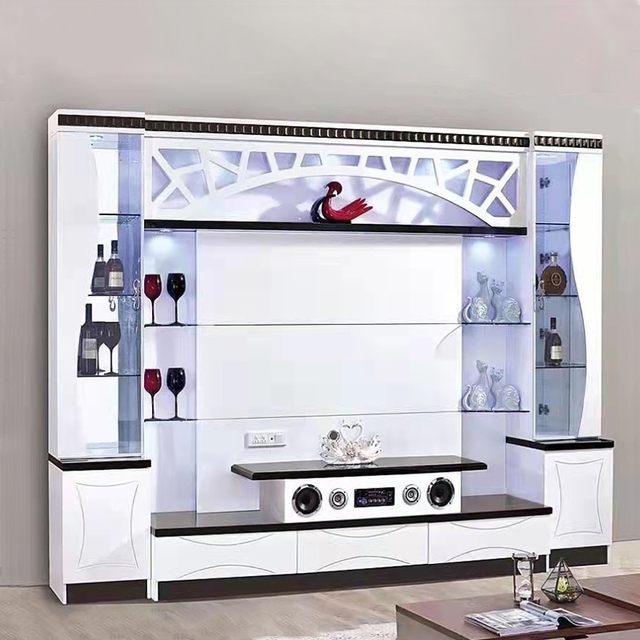 China Factory Modern Design Tv Stand Media Console Table Home Living Room Furniture Luxury Wooden Modular Tv Cabinets