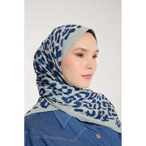 Écharpe et ensemble modeste à imprimé léopard Pure Tone, tons vert clair et bleu marine - Product Image 3