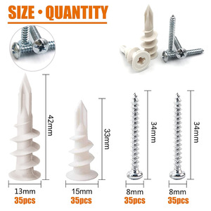 Baiguluo Drywall Anchors Plastic Expansion Screws Metric Zinc Plated Carbon Steel Hammer Drive For Fixed Use - Product Image 2