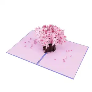 Custom Design Creative Cherry Blossom Wedding Cards Luxury Invitation Pop Up Card