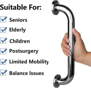 WEKIS 18-Inch Chrome Anti-Slip Shower Handle Knurled Bathroom <b>Grab</b> <b>Bar</b> Foldable Eco-Friendly Stainless Steel Hospital Kitchen - Product Image 2