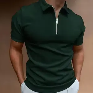 Camisa polo com zíper 100% algodão colorido para homens diretamente da fábrica