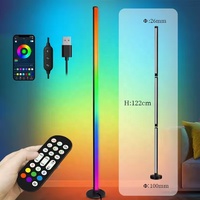 Lámpara de Pie LED RGB con Control por Aplicación y Control Remoto, 16 Millones de Colores, Luz de Esquina con Sincronización Musical para Sala de Estar, Fondo para Vlogs