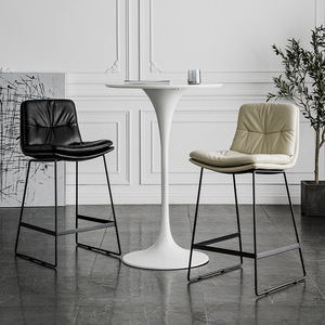 Modern Factory Counter Home <b>Bar</b> Furniture Double Cushion Fabric Corduroy PU <b>Leather</b> <b>Stool</b> Chair for Living Room Hotel Dining - Product Image 2