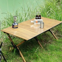 Ensemble table et chaises pliantes d'extérieur en alliage d'aluminium moderne et portable avec revêtement en poudre de bois pour villa, hôtel, école