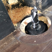 Fraise à rainurer à compression ultra-performante avec porte-roulement supérieur, motif en spirale, 2 cannelures pour le travail du bois, tige de 8 mm