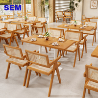 Table à manger rectangulaire de luxe SEM avec 4 chaises, table de restaurant en bois pour café, restaurant de restauration rapide, mobilier de restaurant