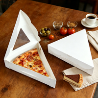 Boîte à pizza triangulaire en papier alimentaire de qualité supérieure avec fenêtre transparente, résistante à la graisse, pour emporter, jetable, logo personnalisé