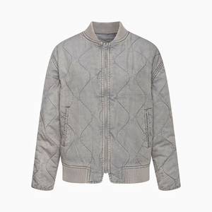 Chaqueta de lana con cuello levantado transpirable de otoño para mujer con mangas largas abrigo informal relleno de algodón de diseño personalizable - Product Image 1