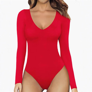RUICHI Nouvelle Arrivée Combinaison Décontractée Tendance à Manches Longues et Col en V Coupe Ajustée pour <span class=keywords><strong>Femme</strong></span> - Product Image 1