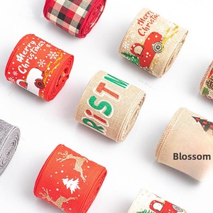 Pita Anyaman Rami Natal Kotak-Kotak 5 Yard Motif Rusa dan Mobil, Nomor Model Rami Anyaman Natal - Product Image 2