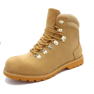 Full grain nubuck leather steel toecap waterproof rubber goodyear welted anti static safety boots for men
