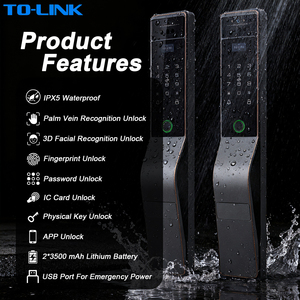 Serrure de porte intelligente extérieure étanche IP65 avec reconnaissance faciale 3D et empreinte digitale double face, application Xhome Garden Gate - Product Image 2