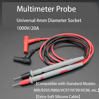 Universal 1000V 10A 20A Digital Multimeter with Test Leads and Metal Measuring Probe Extra Support for Educational Equipment
