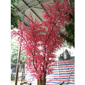 400厘米高度便宜的实木树干自然形状人造粉红色桃花植物树木，花树人造