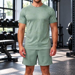 Tuta da Ginnastica per Uomo, Set Sportivo Casual per Fitness all'Aperto, Maglietta e <span class=keywords><strong>Pantaloncini</strong></span>, Completo Sportivo da Jogging - Product Image 2