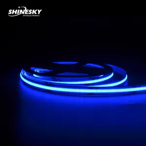 Shinesky strip cob led fleksibel, cahaya cob merah/hijau/biru/merah muda dc12V 24V IP20 8mm/10mm 480 warna tunggal