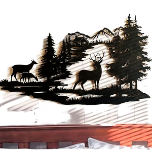 Exquisito Art <span class=keywords><strong>Deco</strong></span> Deer Metal decoración de pared corte láser bosque Animal Metal arte para decoración del hogar colgante Metal artesanía - Product Image 2