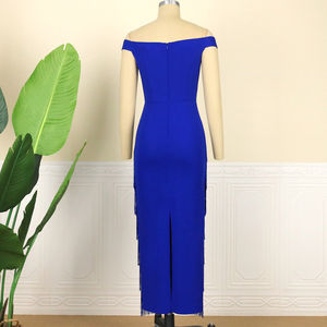 Toptan son seksi parti kapalı omuz zarif püsküller kadınlar kokteyl elbise - Product Image 5