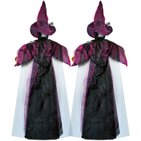 Sorcière suspendue violette à activation vocale avec effets lumineux et sonores pour maison hantée, salle d'évasion, accessoires de farces, vente directe usine, OEM personnalisé