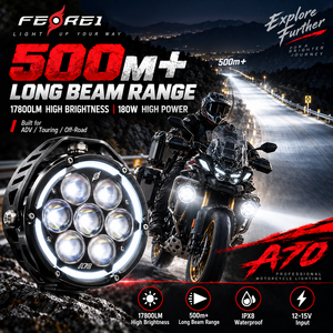 FEREI <span class=keywords><strong>A70</strong></span> 17800LM Luci Ausiliarie LED per Moto, Fari a Lungo Raggio, Luci Fendinebbia Fuoristrada 180W, Luce Ambientale a 6 Colori - Product Image 2
