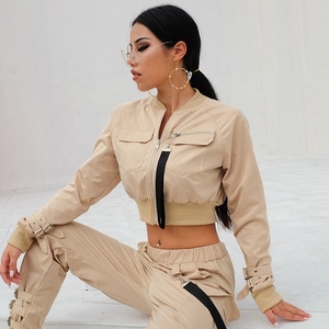 2021 Autumn Black Seamless Woman Sport Jacket Gym Fitted Yoga Crop <strong>Top</strong> Jackets Girls Outdoor Sport Jackets Full Zipper Tracksuit - Product Image 4