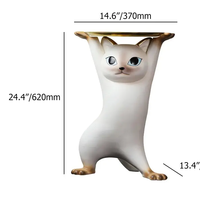Table d'appoint créative moderne en résine sculptée en forme de chat avec plateau doré, ornement décoratif de sol pour salon, nouveau style chinois BZ09