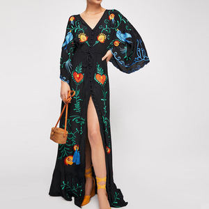 Boutique <span class=keywords><strong>abbigliamento</strong></span> <span class=keywords><strong>donna</strong></span> all'ingrosso 2023 lungo maxi cotone floreale <span class=keywords><strong>boho</strong></span> abito ricamato lady eleganti abiti casual per le donne - Product Image 3