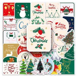 50 pezzi, adesivi impermeabili in PVC creativi in PVC stampati a taglio pieno in cartone animato di natale Babbo Natale, adesivi impermeabili in PVC - Product Image 6
