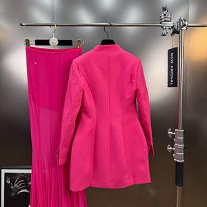 AIMEISI hotseller nuovo collo a V maniche lunghe con bottone vita <span class=keywords><strong>elegante</strong></span> Blazer Tulle gonne da <span class=keywords><strong>donna</strong></span> lungo due pezzi Set gonna tailleur - Product Image 4