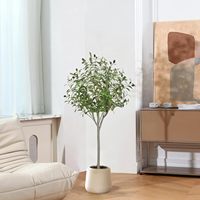 Arbre d'olivier artificiel durable de 120 cm (4 pieds) de haut, plante en pot en soie, fausses branches et fruits pour la maison, intérieur/extérieur