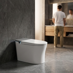 Modern Design HD Display Intelligent Sanitary Ware Water Closet <b>Bathroom</b> Ceramic Floor Mounted Automatic <b>Black</b> Elongated S-trap - Product Image 2