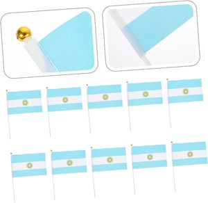Bandera de Mano de Argentina Personalizada Barata al por Mayor, Impresión Serigráfica de 14x21 cm, 100% Poliéster, Bandera de Mano Pequeña de Argentina Personalizada de Doble Cara - Product Image 4