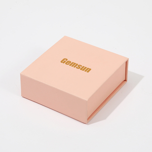Boîte à bijoux <span class=keywords><strong>en</strong></span> papier rose de qualité supérieure avec couvercle rabattable, emballage cadeau personnalisable doublé de velours pour colliers et bagues - Product Image 2