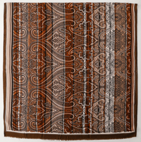 Grand châle vintage à motif vertical Paisley et fleur de cachemire, ton brun, style ethnique exotique, écharpe de voyage