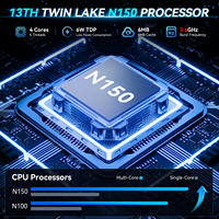 Mini PC Intel N150 8 Go 16 Go DDR4 M.2 SATA SSD 24/7 Faible Consommation d'Énergie Ordinateur de Bureau Mini PC Windows 11 Pro